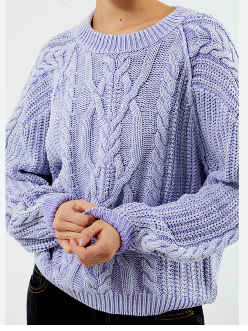 Free People NWT Frankie Cable Cotton Crewneck Chunky Knit Sweater